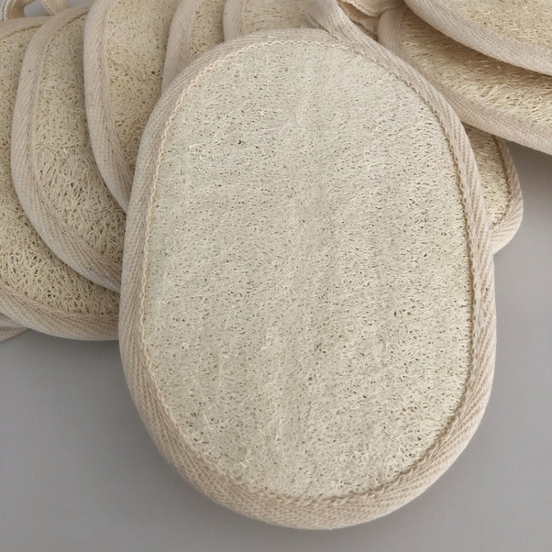C004 10*14.5cm Eco-Friendly Exfoliating Loofah Pad Luffa Bath Sponge Pads with String