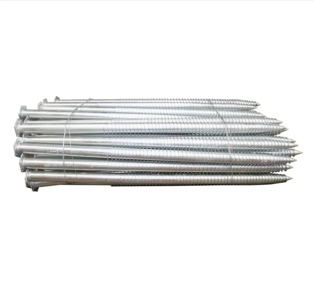 600mm 800mm 1.2m 1.6m 1.8m 2.0m 2.5m 3.0m Customized Length Ground Screw Pile with Hot DIP Galvanized, Helical Piles, for Foundation, Solar, House Base,