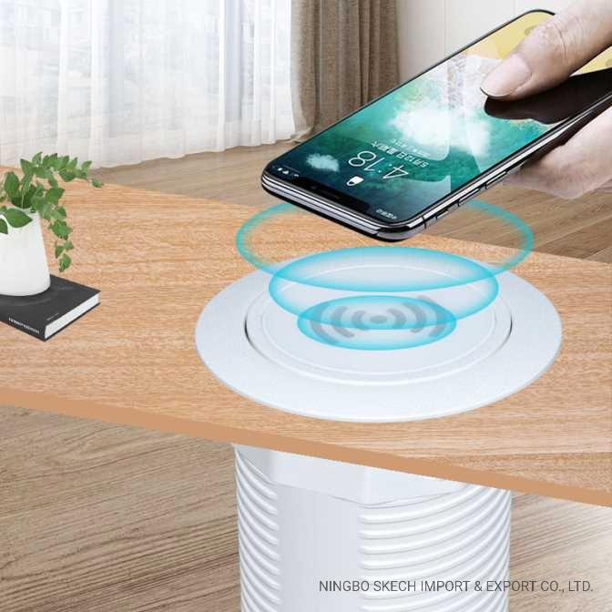 Desktop Wireless Charging Embedded Lifting USB Charger for Mobile Phone Quickly Charging