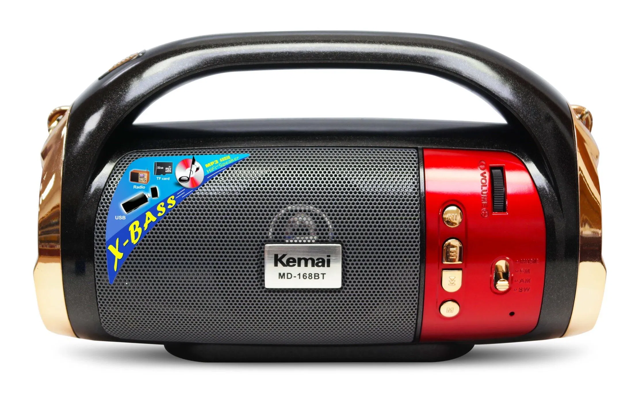 Kemai MD-168BT Portable 3-Band Am FM Sw Radio, High Volume, , TF Card and MP3 Player, Rechargeable Speakers Classicism Furniture Decoration Bluetooth Torchlight