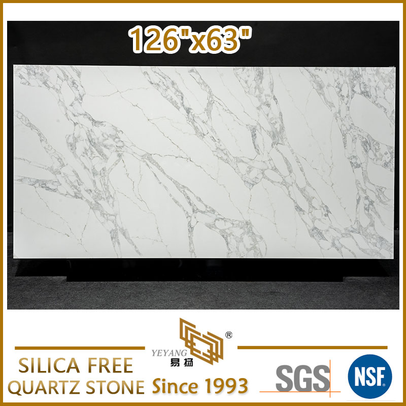 Zero Silica Quartz for Kitchen Island Grey Polished Artificial Stone