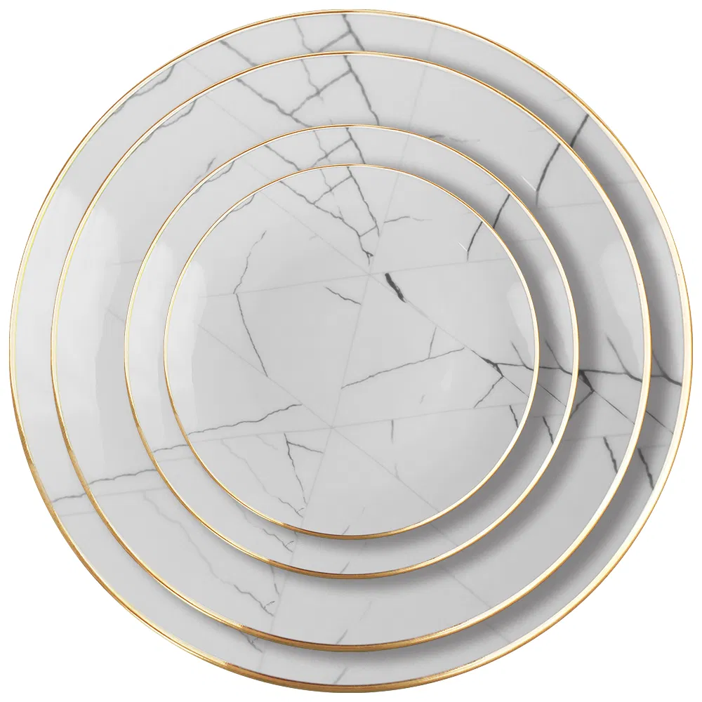 Classic Bone China Bowls Dishes Dinnerware Set for Banquet Ceramic Dinner Plates