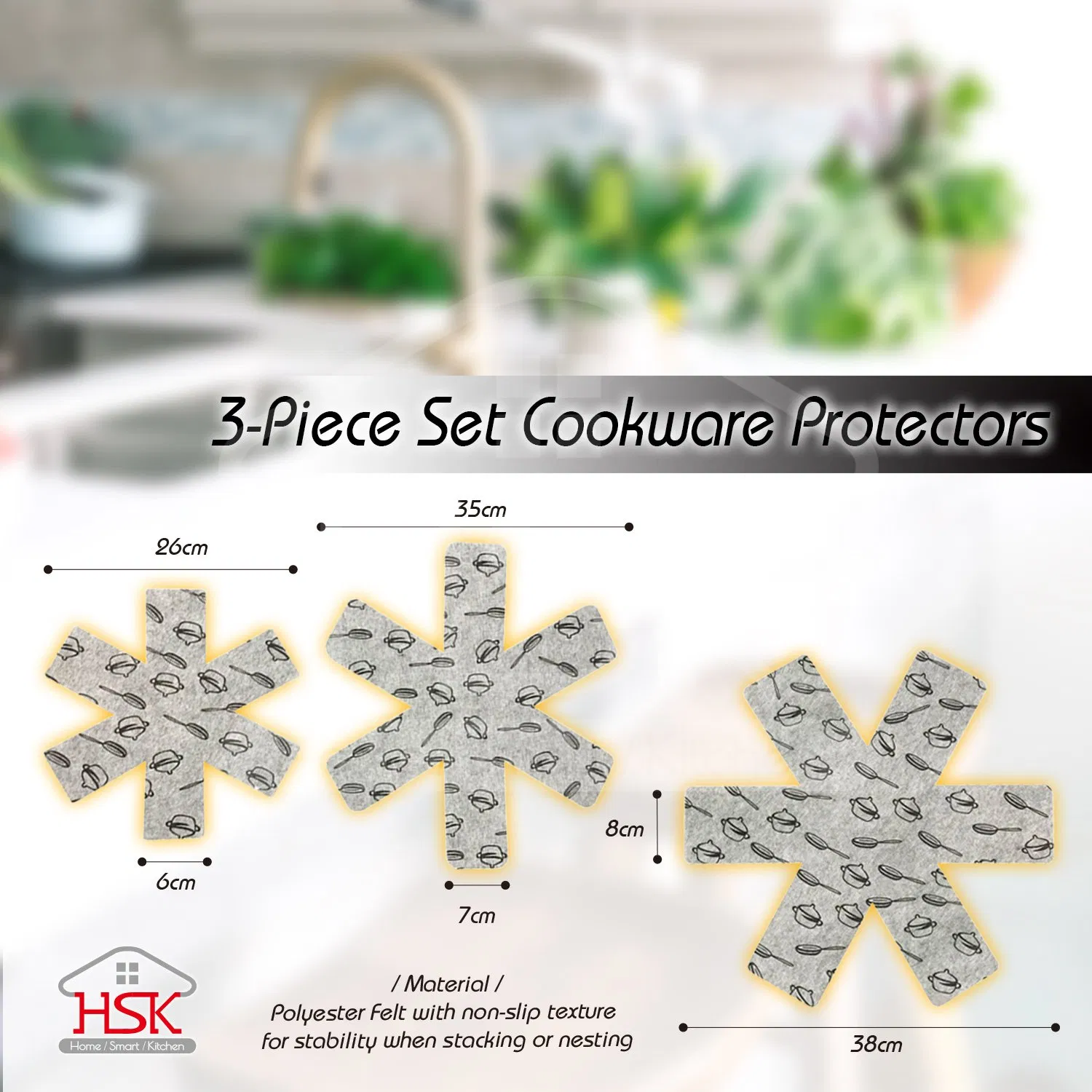 Anti-Slip Pot and Pan Protectors Cookware Dividers