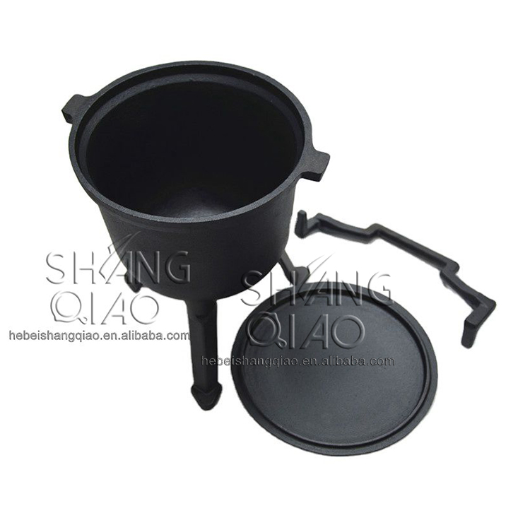 Heavy Duty Field Camping Enameled Cast Iron Pressure Cooker with Three Legs