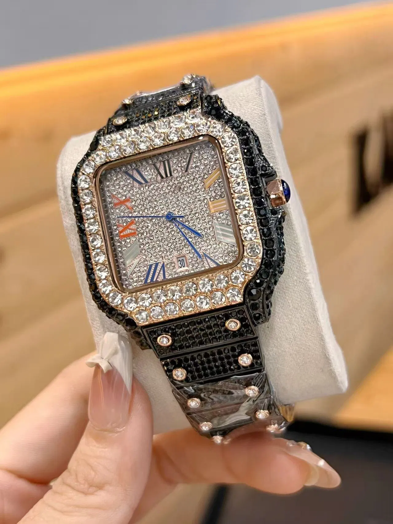 Vvs Factory Wholesale Custom Ice Moissanite Santos Luxury Replica Watches