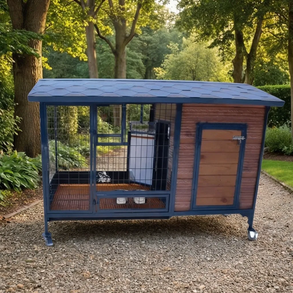 Premium Wooden Dog House with Windproof Fence Door and Odor Control Design