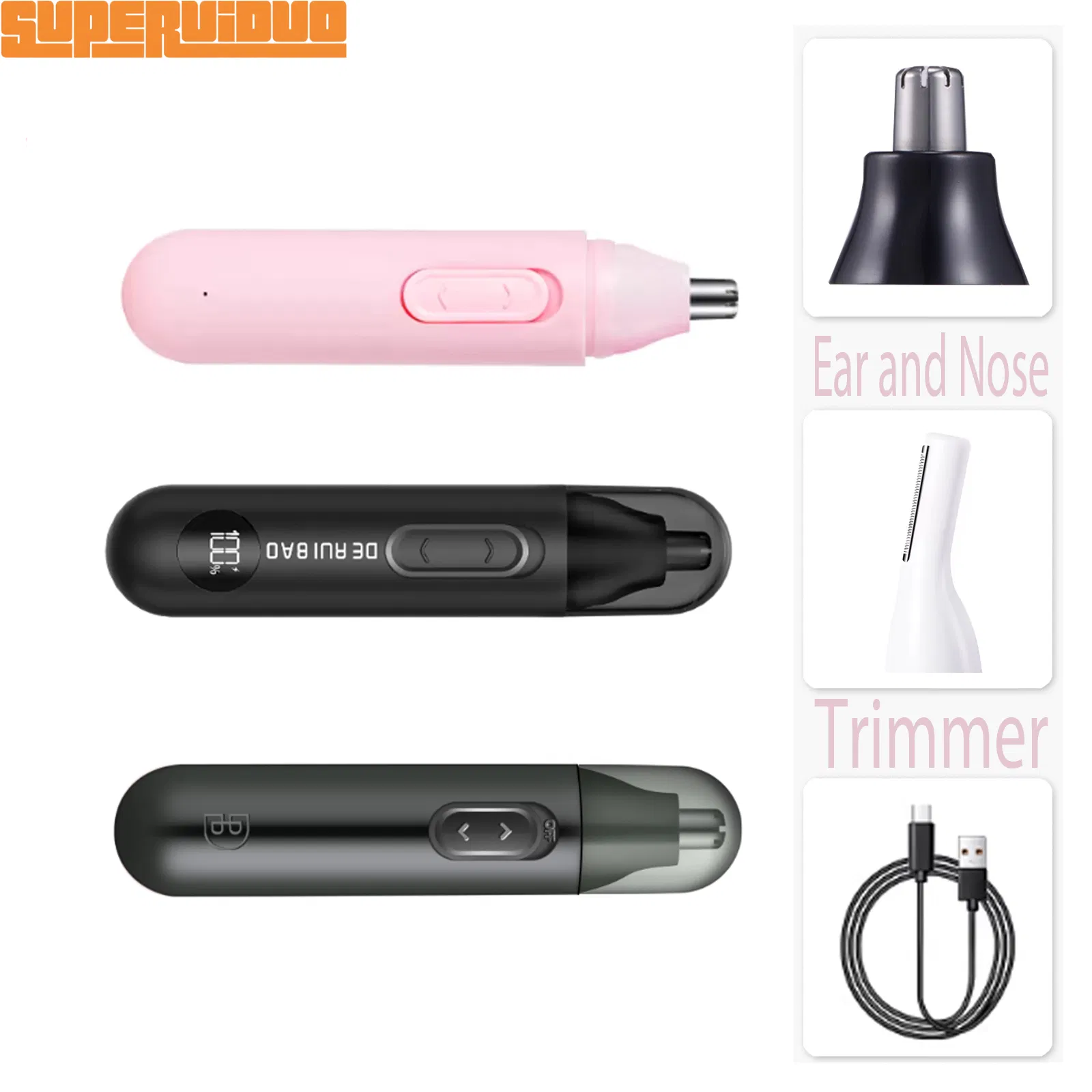 Smart Power Percentage Visualized Nose Hair Trimmer