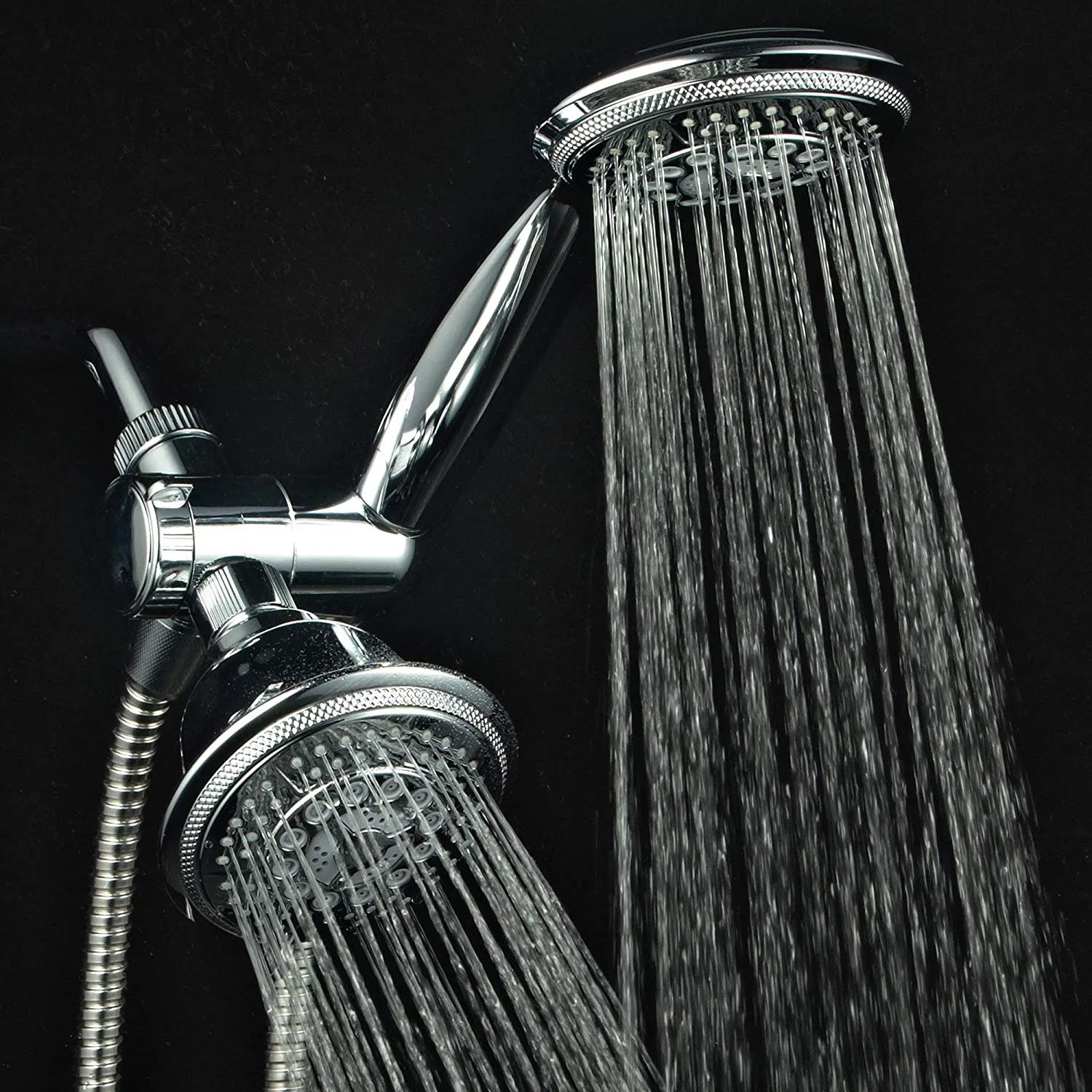 High Pressure 24 Function 4" Face Dual 2 in 1 Shower Head System Stainless Steel Hose Patented 3-Way Water Diverte Handheld Showerhead Rain Shower Combo