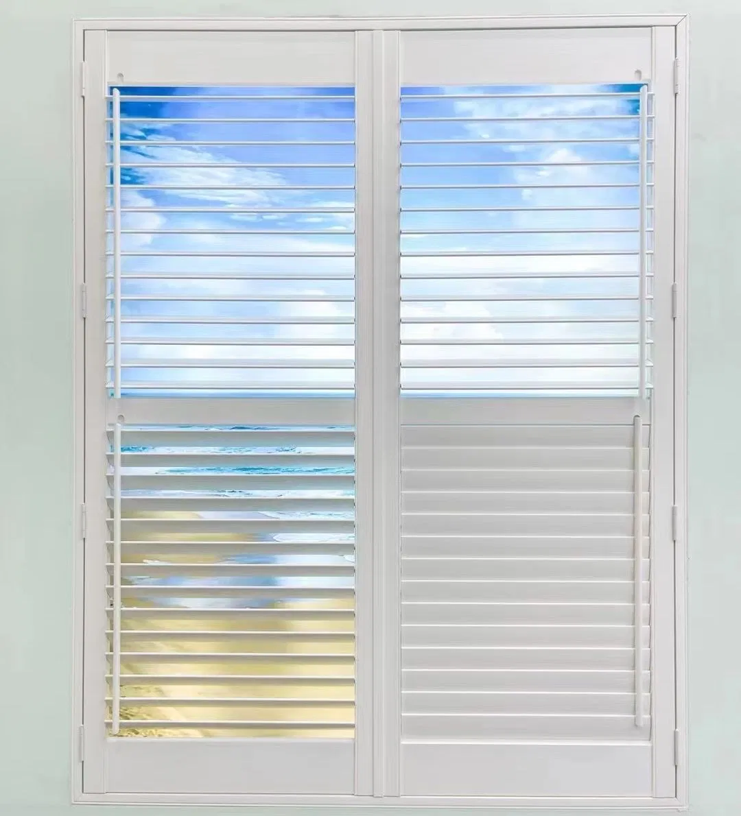White Horizontal Louver Plantation Shutters