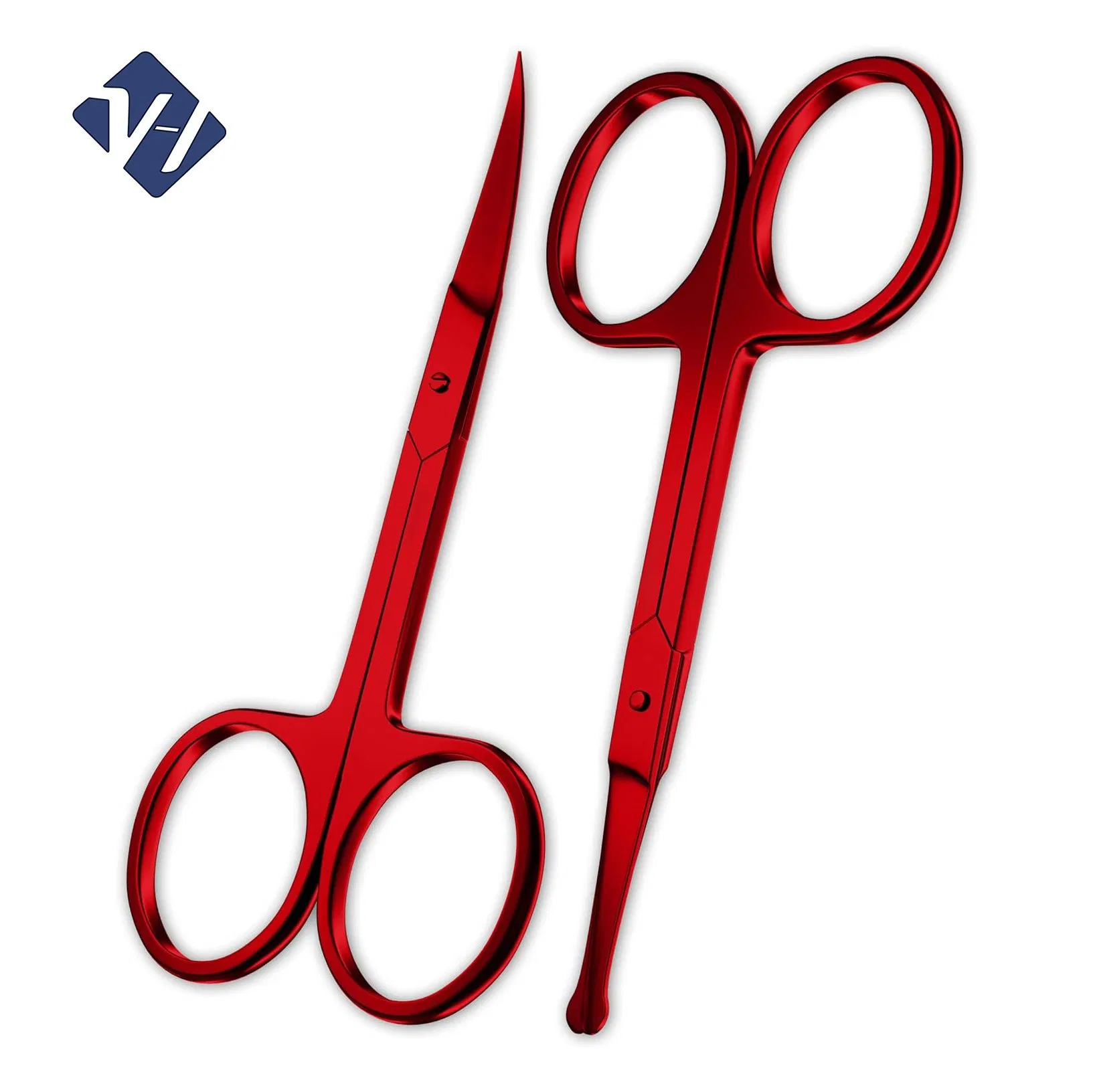 2 PCS Curved and Rounded Facial Hair Scissors for Men - Mustache, Nose, Beard, Eyebrows, Eyelashes, and Ear Hair Cutting Scissors