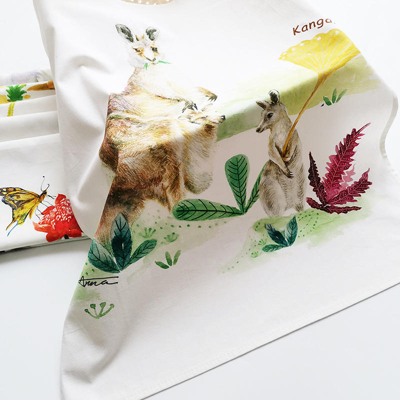 Professional Digital Print Soft Organic Cotton Linen Cleaning Tea Dish Towel Cloth Placemats for Dining Table