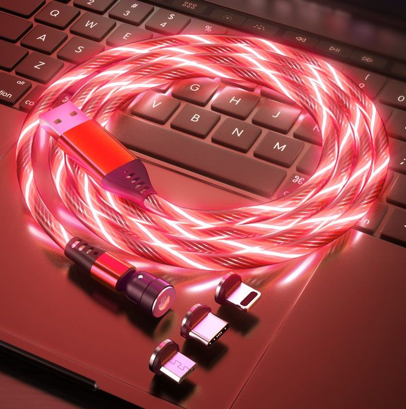 Светящийся кабель LED 3в1 для зарядки Micro USB Type C