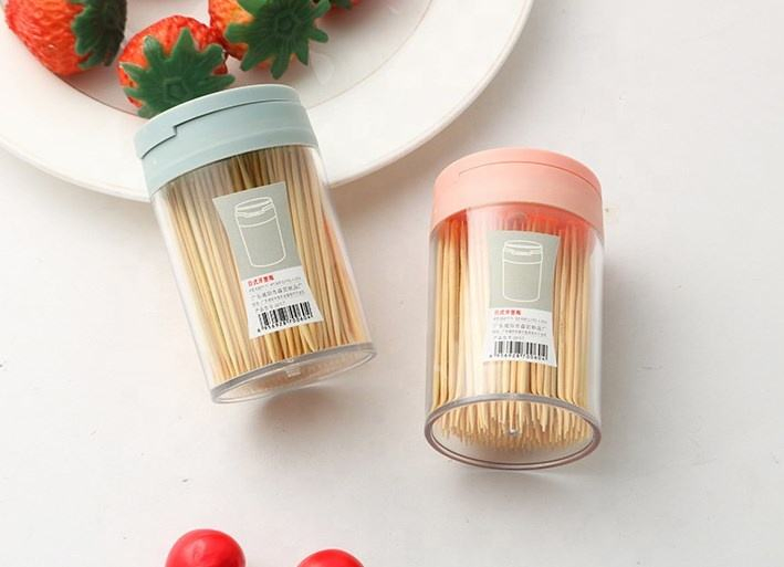 Low Price Plastic Simple Toothpick Dispenser with Push Cover