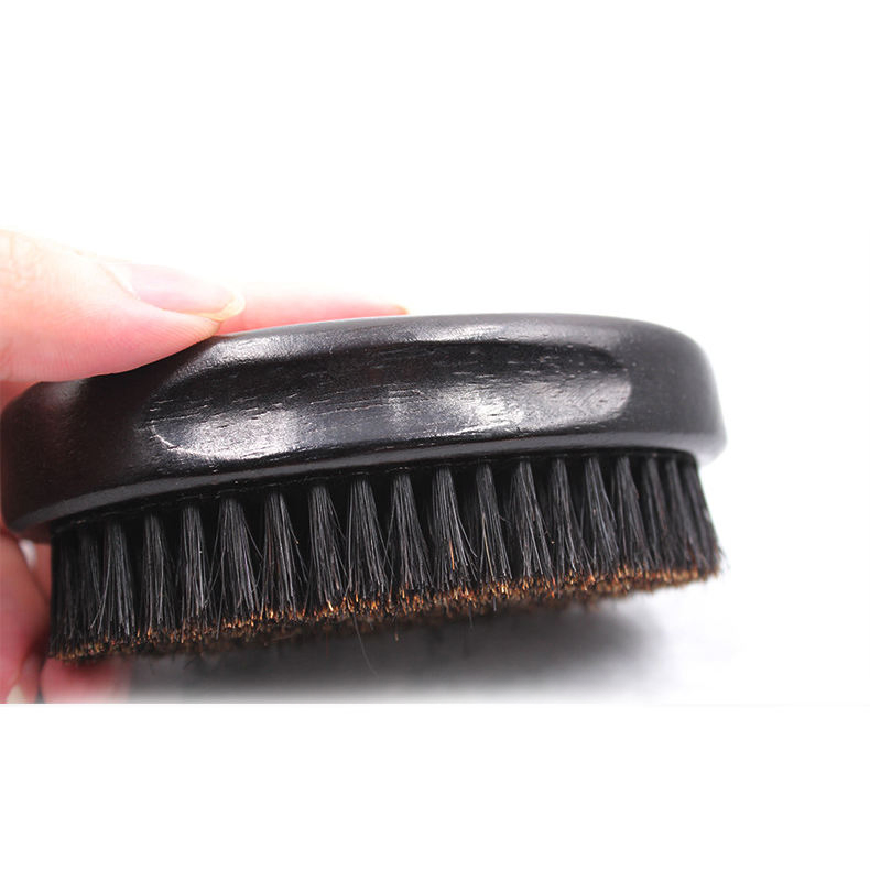 202360 Curved Black Beard Brush Vegan Bristle Hair Brush for Men Custom Logo Wooden Boar Bristle Soft Wave Brush 3