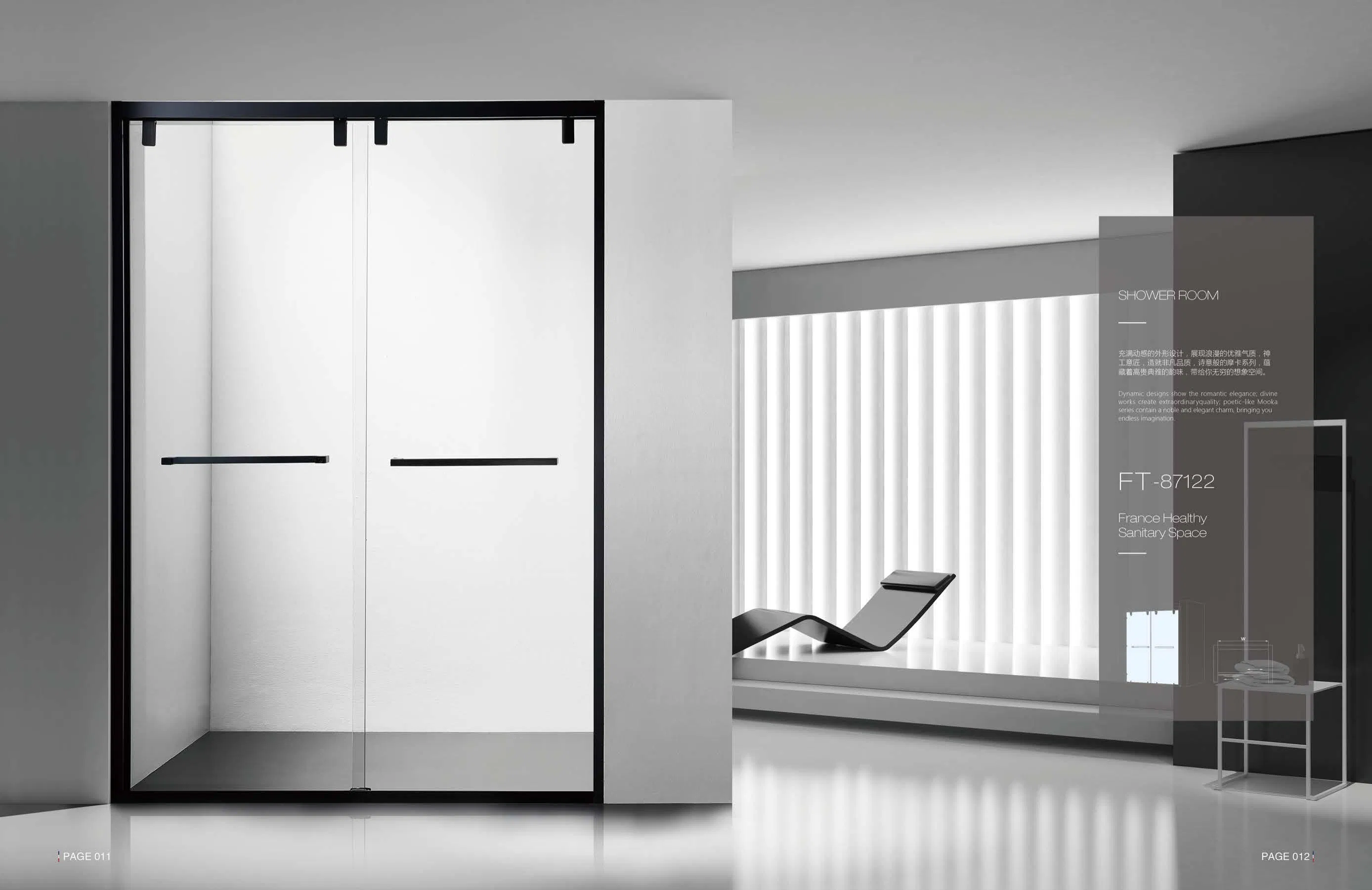 Bathroom Straight Hinged Safety Glass Stainless Steel Black Frame Shower Enclosures