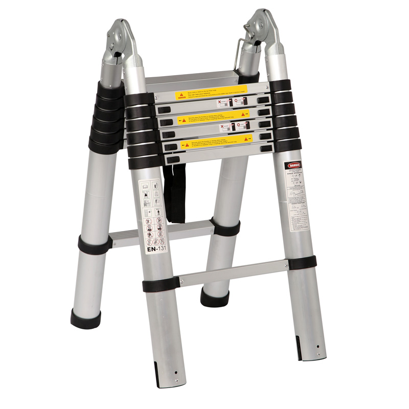 5m Aluminium Telescopic Step Ladder with Hinge