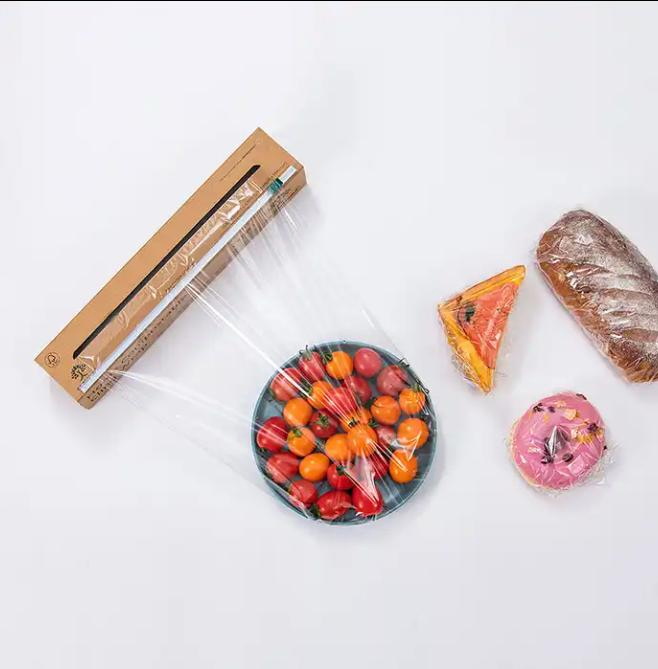 PE Film Price Cling Film Supermarket Use Food Grade PE Cling Film with Dispenser Cutter Box