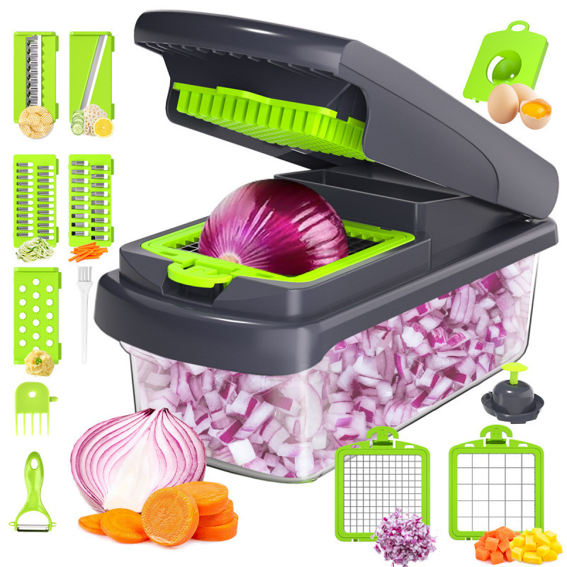 Ds-5222GE Vegetable Chopper and Spiralizer 15-in-1 Food Chopper with Container, Fruit Slicer, Kitchen Gadgets & Accessories, Home Essentials