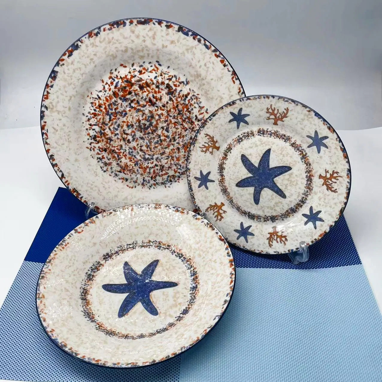 Fresh Minimalist Starfish Pattern Pad Printing 12PCS Dinner Set Porcelainware Ceramic Tableware
