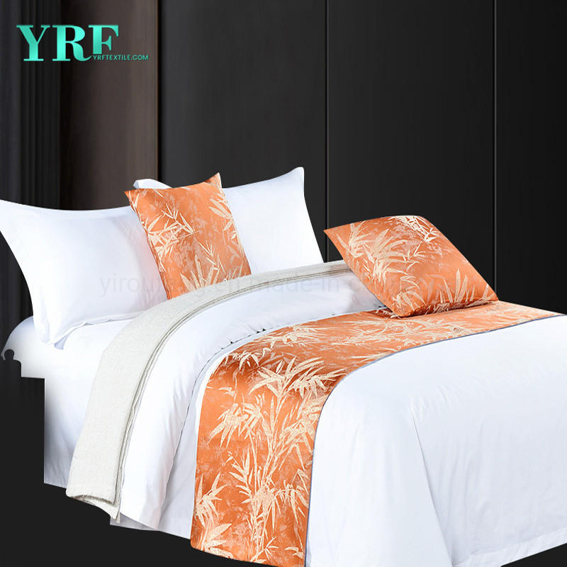 High-End Guest Room Simple Linen Printing Design Sandy Brown Decoration Bed Flags
