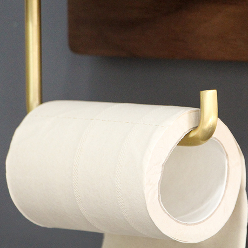 Toilet Paper Holder Roll Holder Roll Tissue Holder Bathroom Accessories Wall Mount Shelf Black Walnut/Beech and Brass Holder