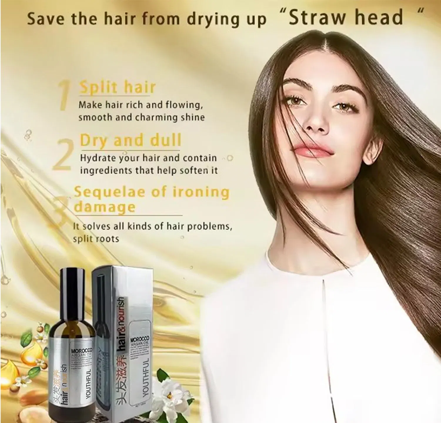 Argan Oil Dyed Hot Curly Straightened Hair Care Essential Oil