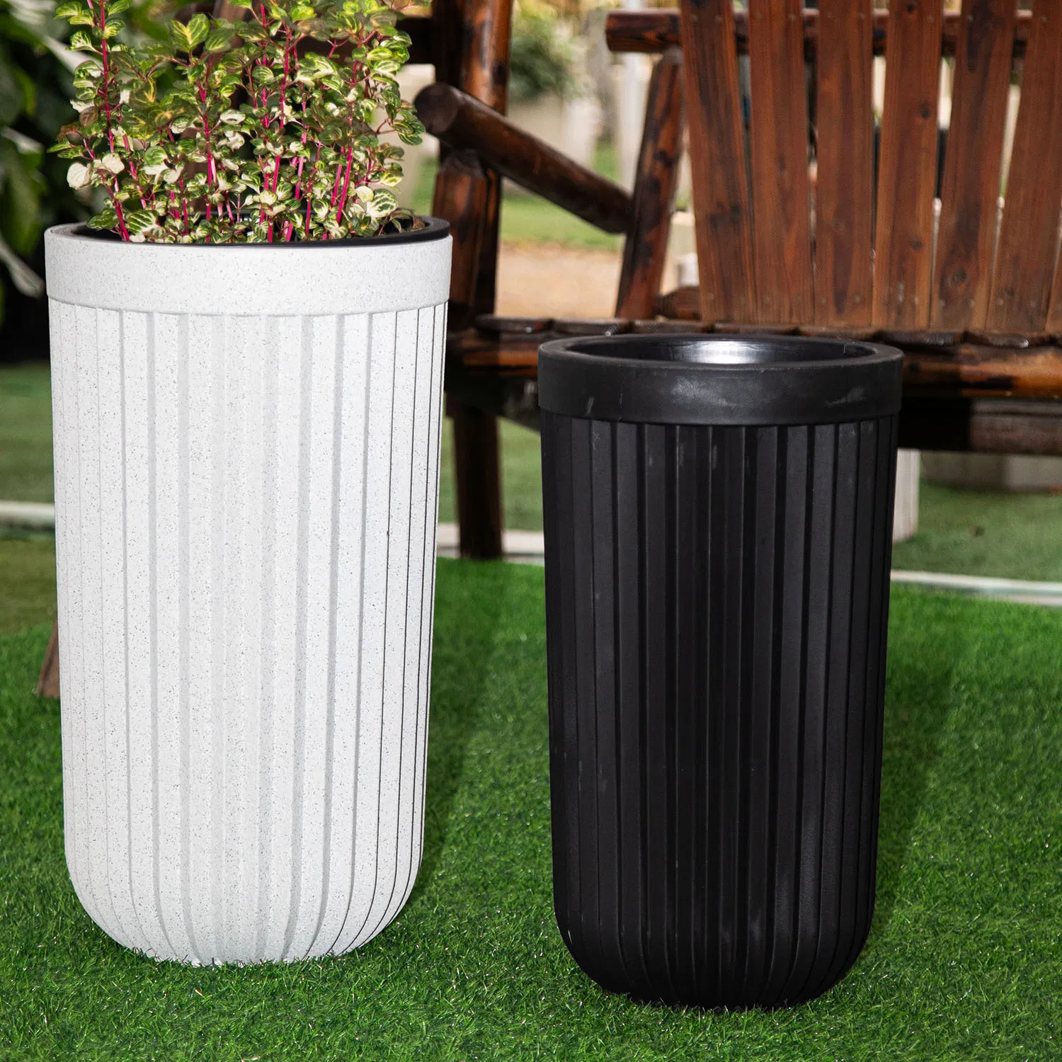 Высокий классический пластиковый горшок для цветов