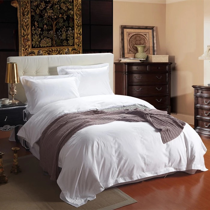 Luxury 100% Cotton Plain White Hotel Bedding Set Cotton Bed Set