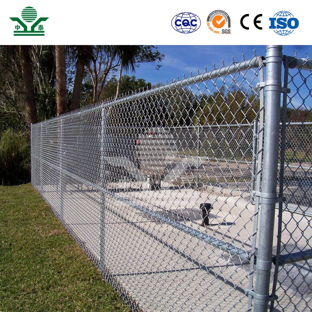 Zhongtai Anti Cut Chain Link Fence China Manufacturing 6FT and 8FT Galvanized Wire Stadium Chain Link Fence 3.8mm Diameter 6 FT Stadium Chain Link Fence