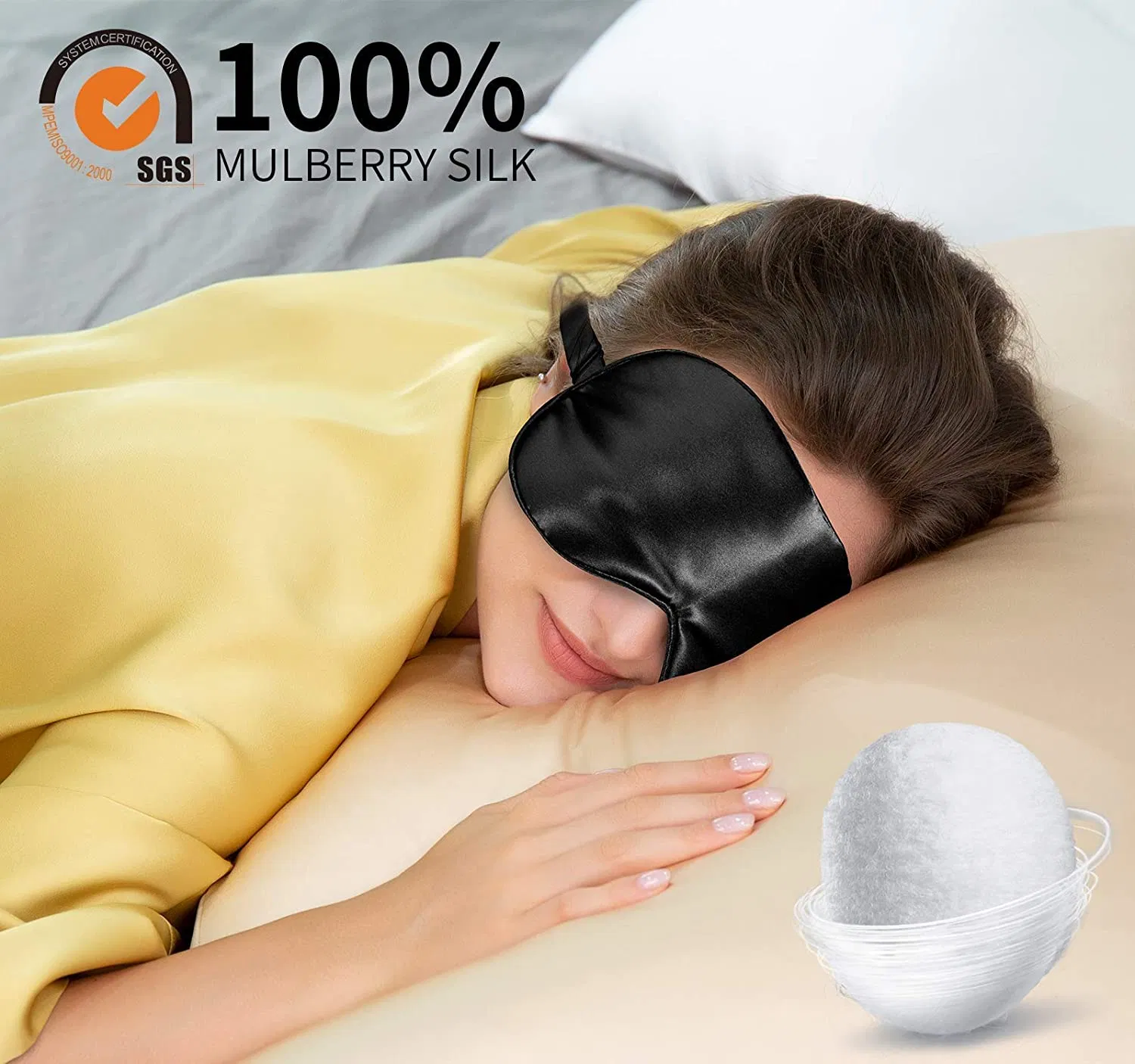 Silk Sleep Mask, Super-Smooth &amp; Soft Eye Mask with Adjustable Strap