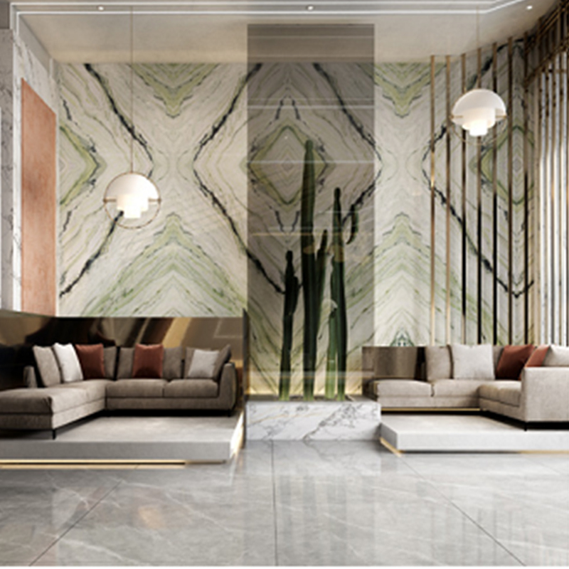 Artificial Cold Jade Green Marble Tile Porcelain Sintered Stone Polished Glazed Slab