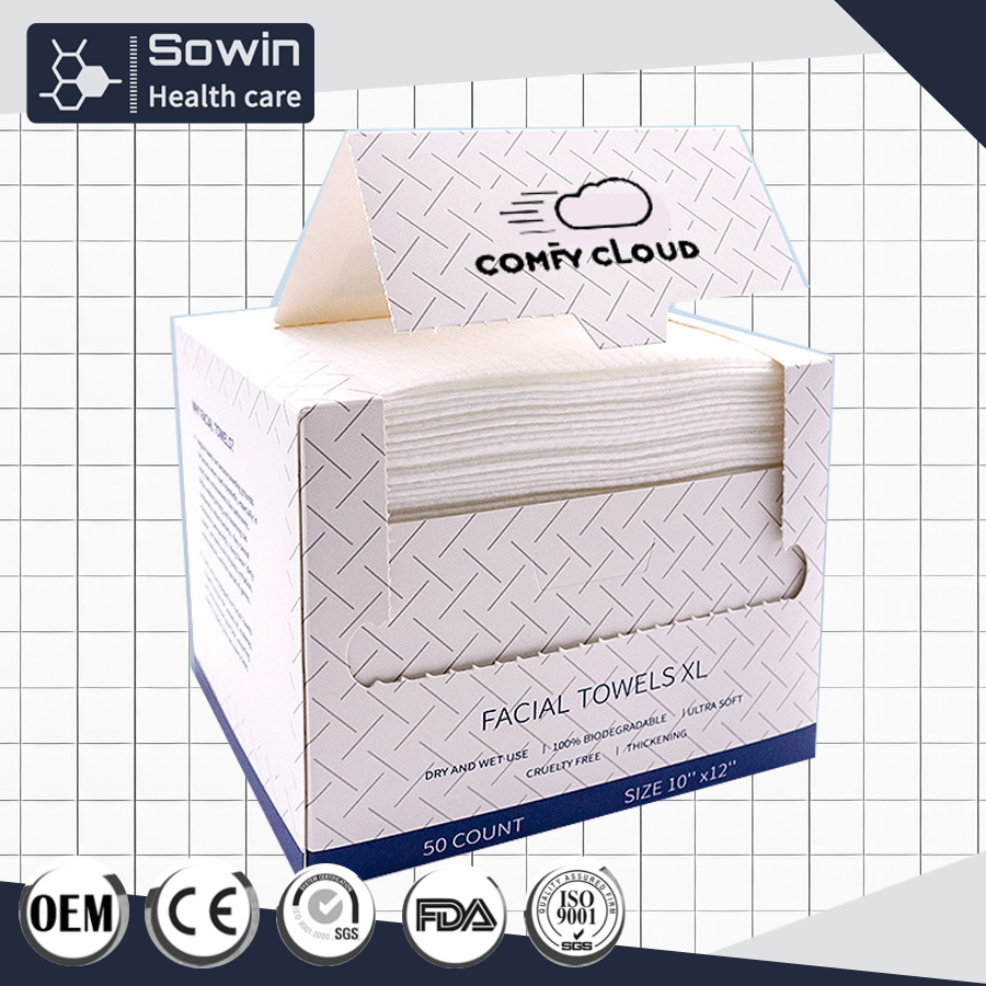 Boxed 50sheets Paper Package Non-Woven Cotton Disposable Removable Facial Tissues