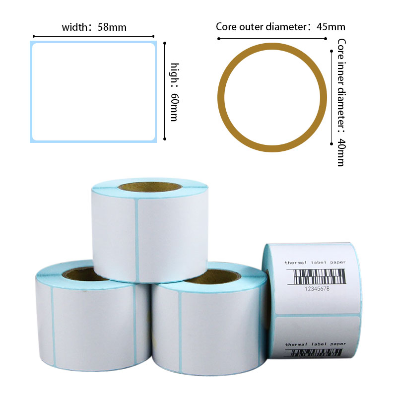50*60mm 500p Blue Glassine Thermal Removable Adhesive Label for Shipping Barcode