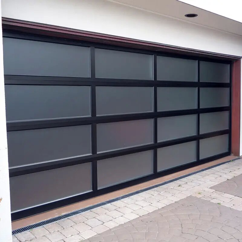 9X8 9X7 16X7 Modern Sectional Overhead Full View Aluminum Tempered Glass Panel Garage Door