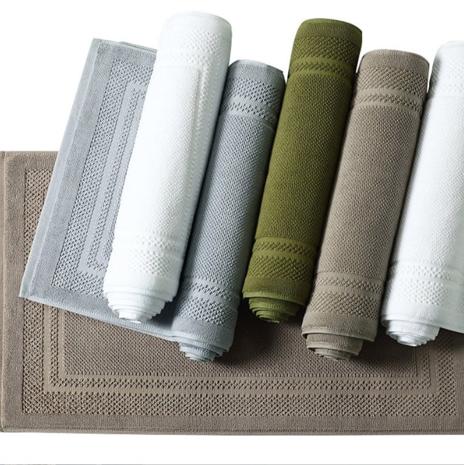 Wholesale Cotton Solid Color Jacquard Bath Mat Rectangle Hotel Floor Mat Towel