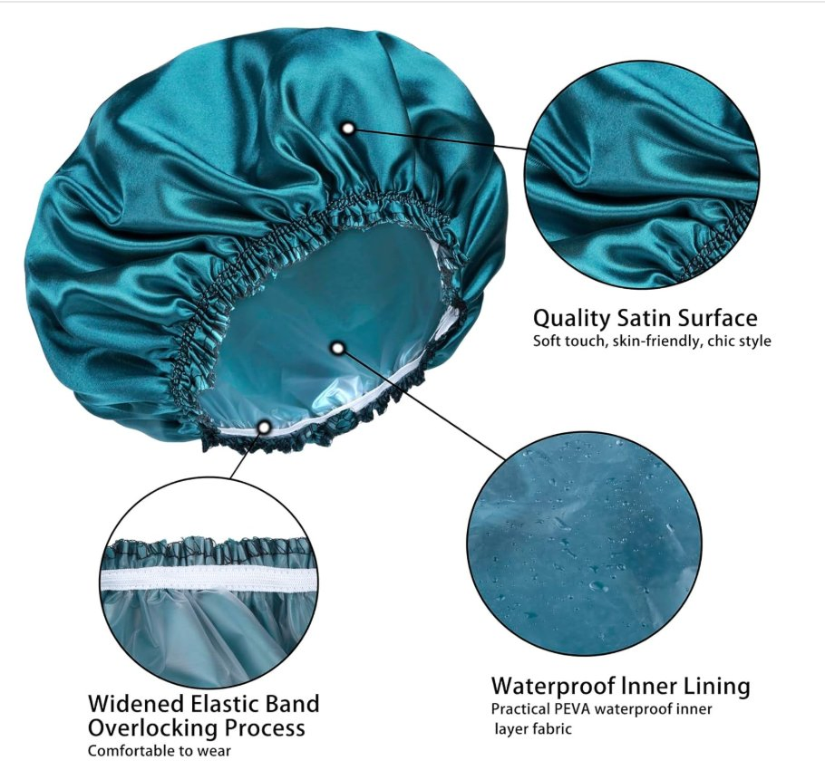 4 PCS Reusable Bath Caps Double Waterproof Shower Cap Bathing Shower Caps