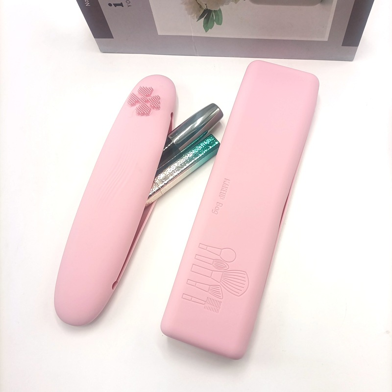 Silicone Cosmetic Brush Organizer Bag Silicone Makeup Brush Pouch Container