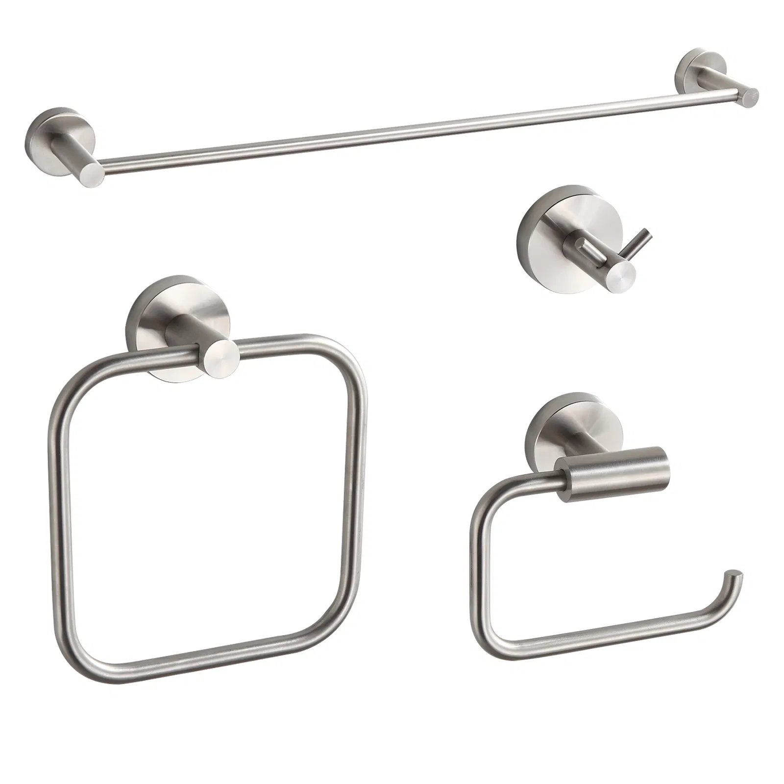 Modern Brushed Nickel Stainless Steel 4 Pieces Bathroom Accessory Set