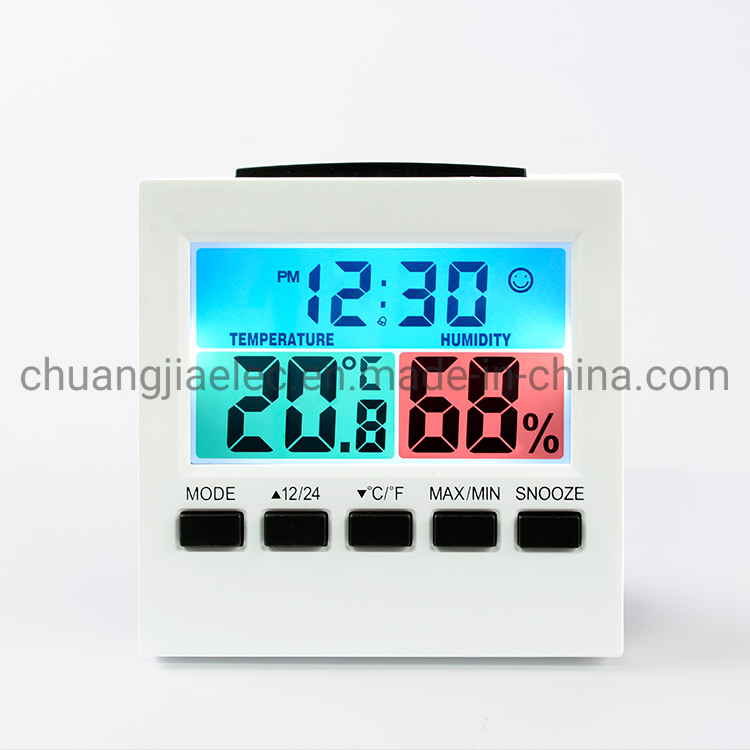Digital LED Colorful Backlight Screen Temperature Humidity Table Clock
