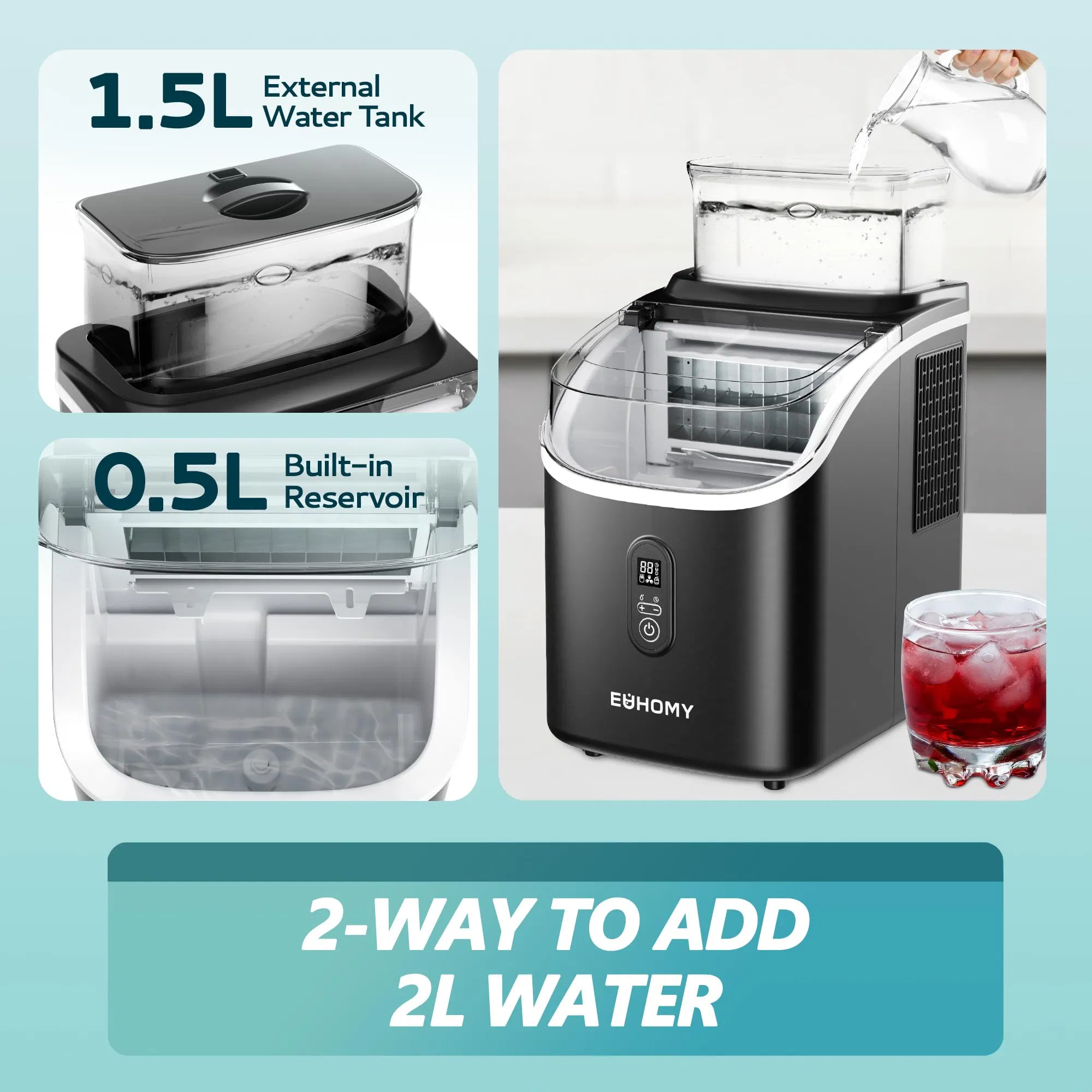 Euhomy Im005 Cube Ice Making Countertop Ice Makers with Water Tank