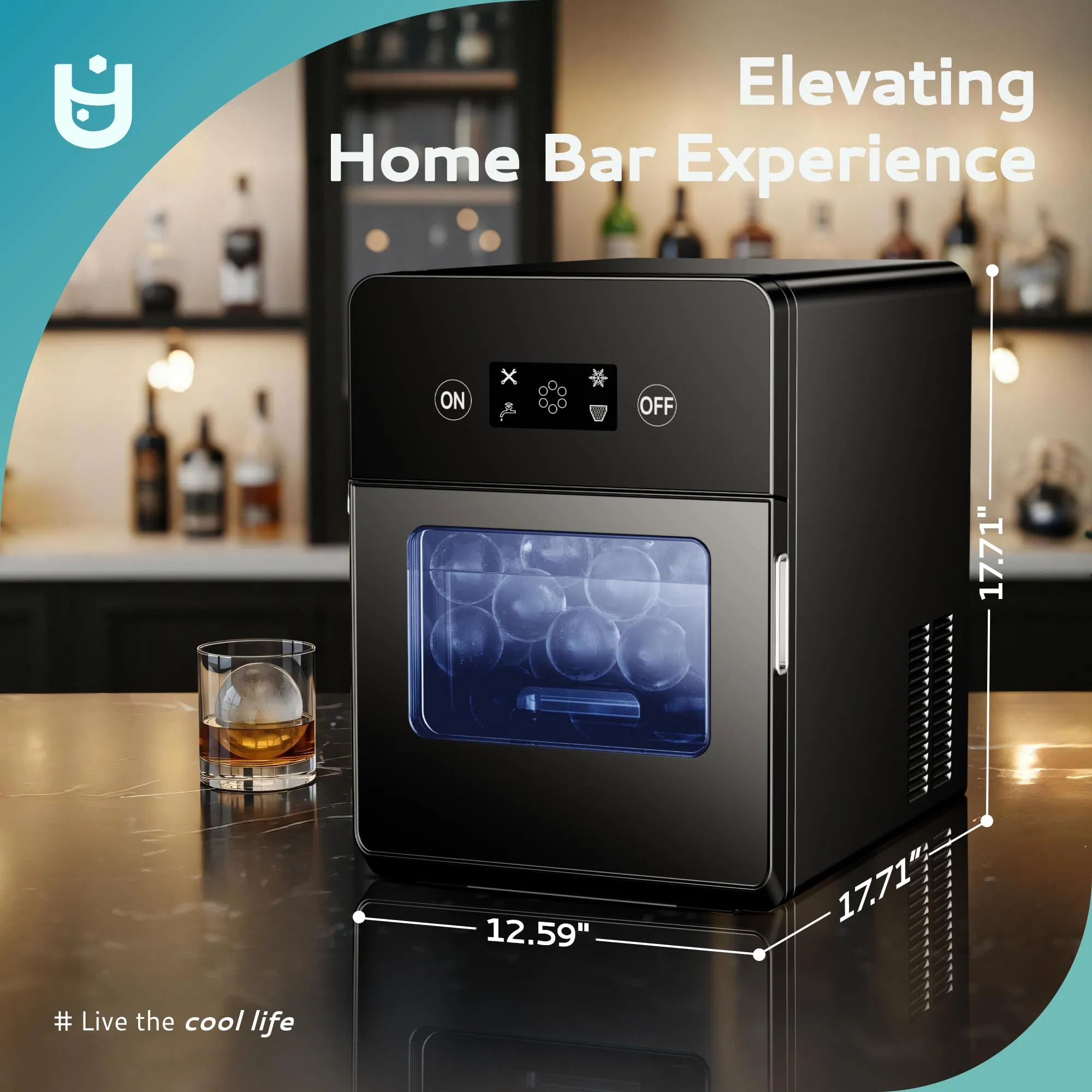 Euhomy Countertop Ball Ice Maker 144PCS Per Day Self-Cleaning with Water Tank