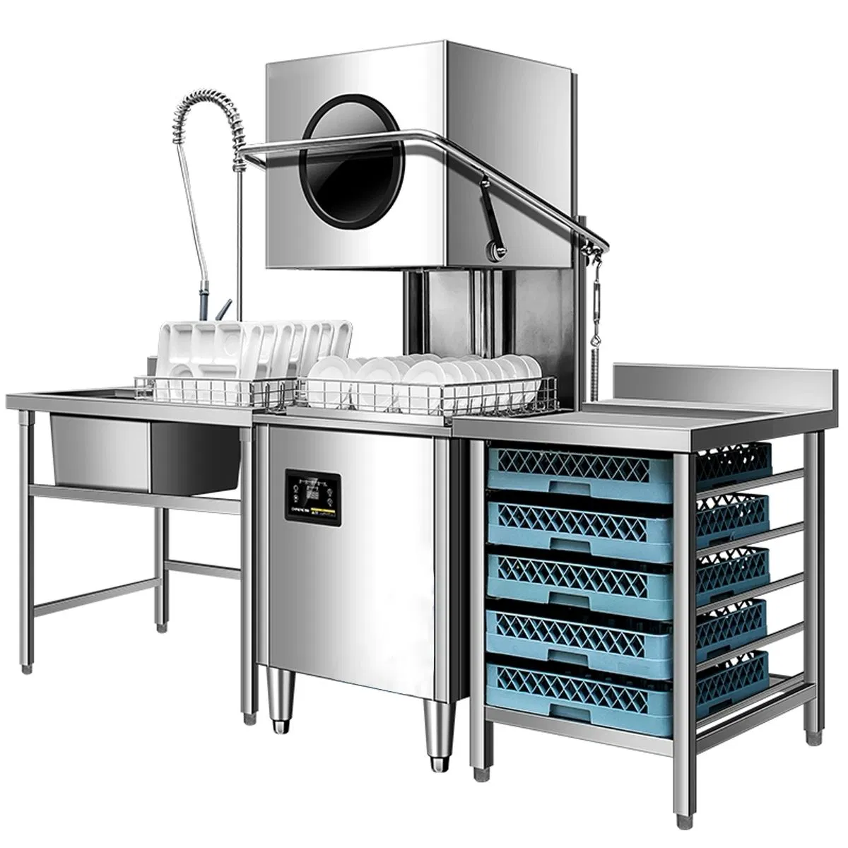Sliver Front-Open Cafes Commercial Reliable Freestanding Heavy-Duty Dishwasher Anti-Flooding Leak Protection D-Wa-1