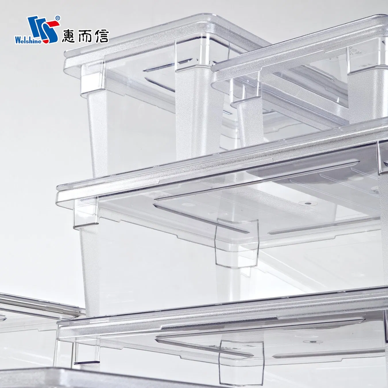 Wholesale Clear Professional PC Plastic Rectangle Shape Storage Box with Lid Refrigerator Containers