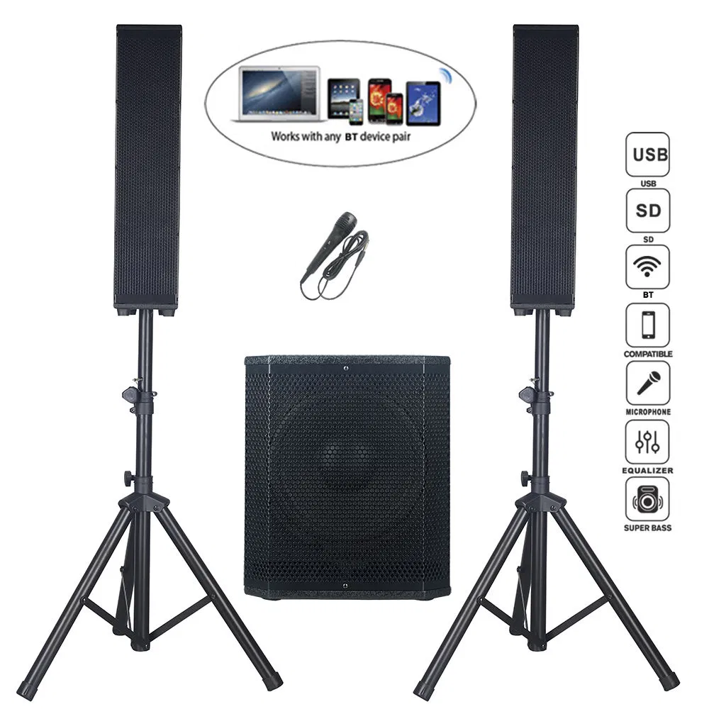 Professional Audio 2, 000W 12inch Subwoofer Karaoke PA Bluetooth Speaker System Sound Box Subwoofer Line Array Bocina Parlante
