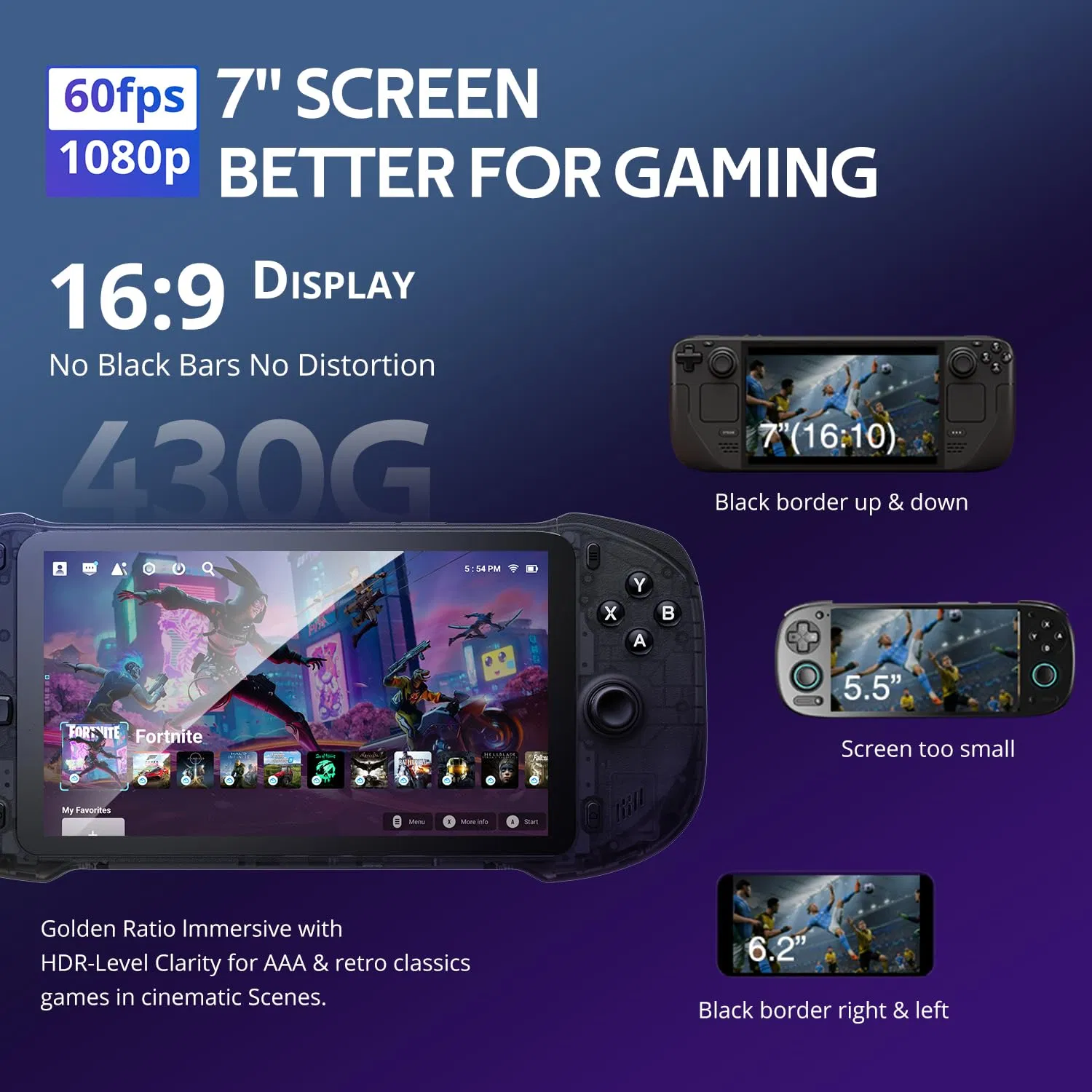 Handheld Portable Remote Play Gaming Console Nvidia Geforce 7" 1080P Touchscreen