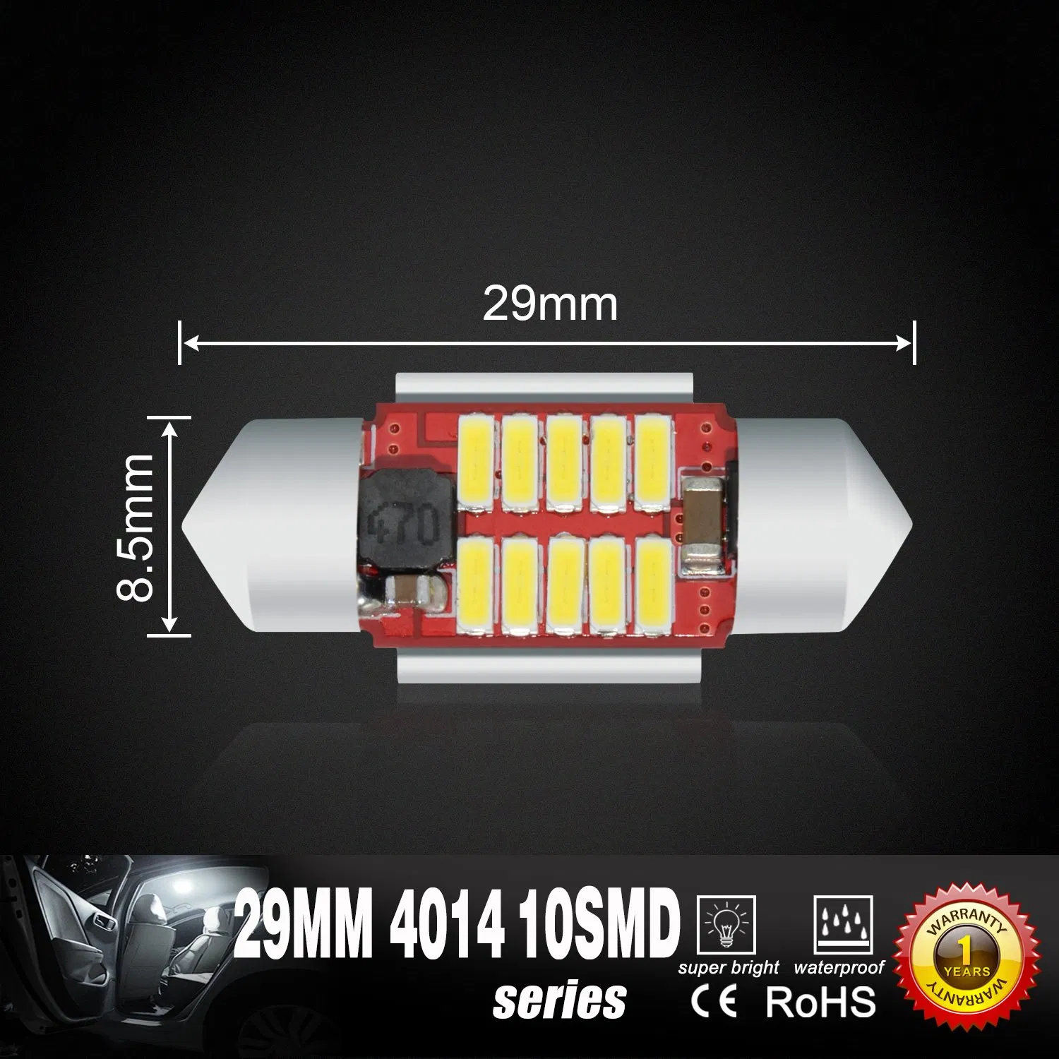 Светодиодная лампа G-View 400lm для авто, белый свет