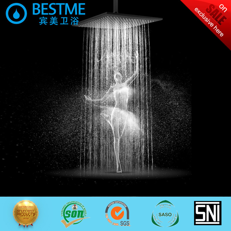 Bathroom Luxury Square Single Handle Black Brass Rain Shower (BM-60106K)