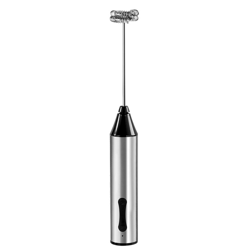 Handheld Milk Frother Coffee Whisk Hand Mixer Rechargeable with 2 Heads