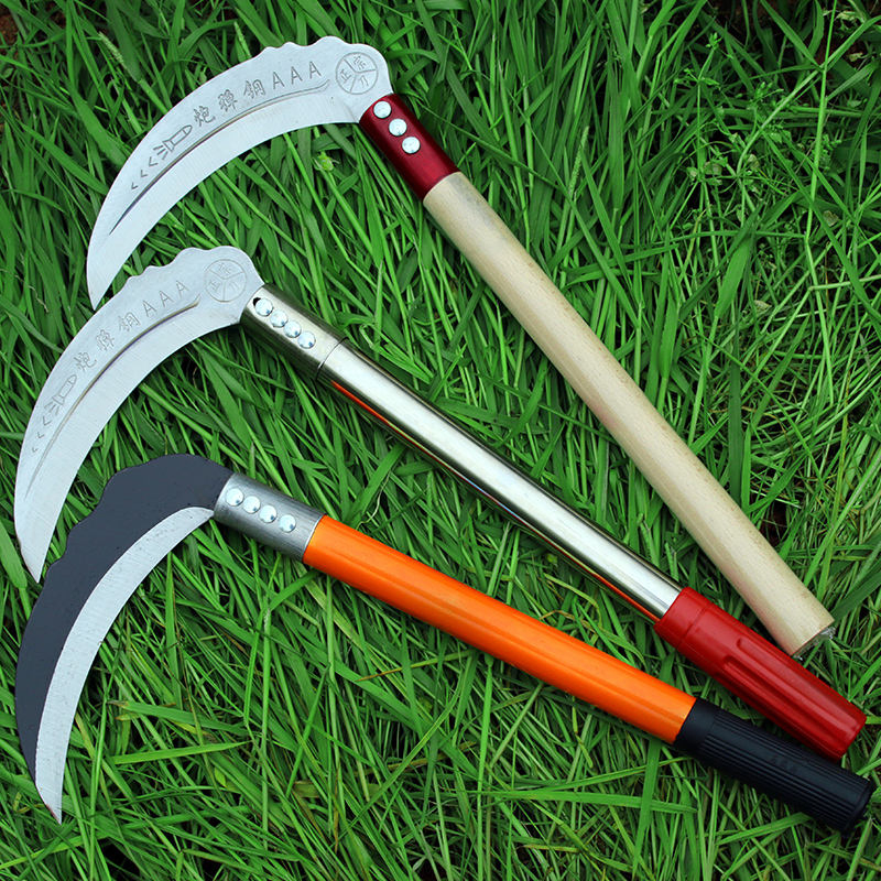 Agricultural Harvest Carbon Steel Scythe Agriculture Garden Sickle Garden Tools Long Handle Farm Tools Sickle Knife