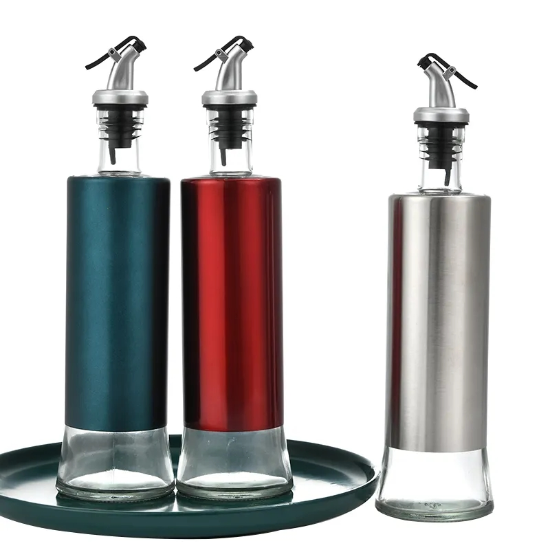 Hot Sale Stainless Steel Glass Oil Dispenser Bottle for Kitchen Sauce Vinegar Bottle Oil Dispenser